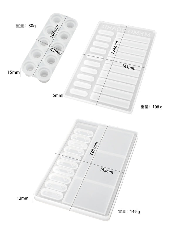 DIY Diary Crystal Epoxy Resin Mold Memo Notepad Mirror Silicone Mold