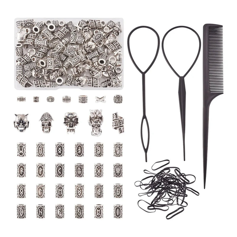 DIY Dreadlock Hair Jewelry Making Kit with Skull Alloy European & Bun Maker