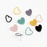 Korea Alloy Love Heart Stud Earrings Spray Paint Earrings Pendant