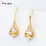 14k Plated Copper Zircon Earring Hooks Women Jewelry DIY Craft