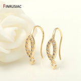 14k Plated Copper Zircon Earring Hooks Women Jewelry DIY Craft