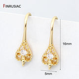 14k Plated Copper Zircon Earring Hooks Women Jewelry DIY Craft