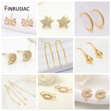 14k Plated Copper Zircon Earring Hooks Women Jewelry DIY Craft