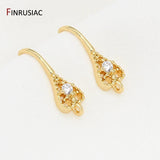 14k Plated Copper Zircon Earring Hooks Women Jewelry DIY Craft