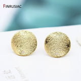 DIY Earring Accessories 14K Real Plated Earrings Frosted Round Wave Findings