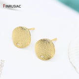 DIY Earring Accessories 14K Real Plated Earrings Frosted Round Wave Findings