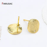 DIY Earring Accessories 14K Real Plated Earrings Frosted Round Wave Findings