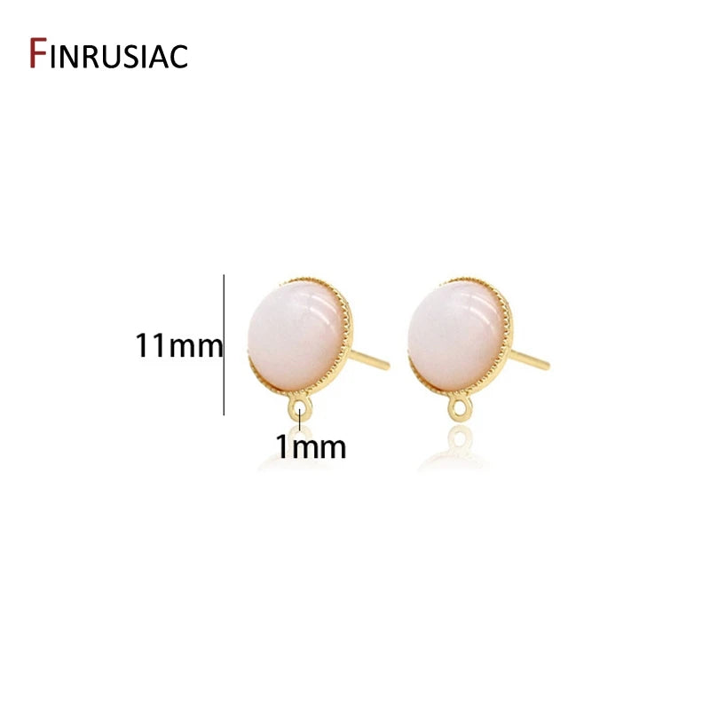 Pink Glass Opal Post Earrings Stud Earring Findings