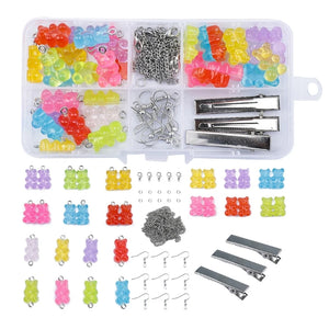 DIY Earrings Kit Bear Charm Necklace Pendant Lobster Clasp
