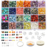 DIY Earrings Kit Natural Stone Chips Beads Charms Lobster Clasp Jump Rings