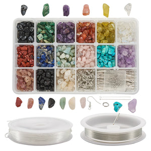 DIY Earrings Making Kit with Natural Gemstone Beads Copper Wire Crystal Thread