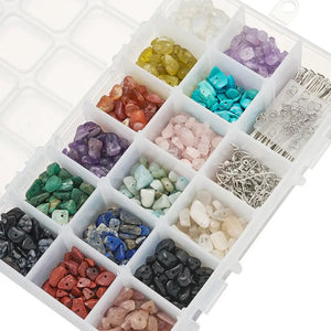 DIY Earrings Making Kit with Natural Gemstone Beads Copper Wire Crystal Thread