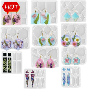 DIY Earrings Silicone Mold Crystal Epoxy Necklace Pendant Resin Geometric Heart