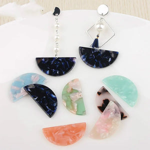 Sweet Pink Green Semicircular Earrings Acetate Patch DIY Material