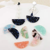 Sweet Pink Green Semicircular Earrings Acetate Patch DIY Material