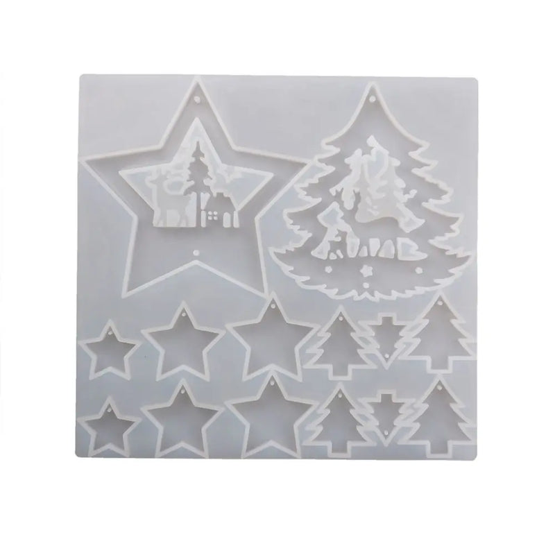 Elk Christmas Tree Hanging Pendant Resin Mold Merry Christmas Silicone Molds