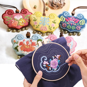 DIY Omamori Keychain Bags Embroidery Key Holder Couples Keyring