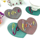 DIY Silicone Heart Coaster Mold for English Letters Love Tea Cup Pad