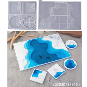 DIY Epoxy Crystal Silicone Mold Irregular Tray Ocean Mountain Cup Pad Mold