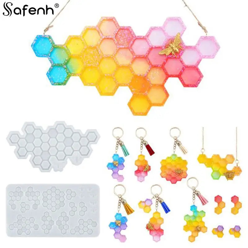 Epoxy Resin Honeycomb Keychain Crystal Mold