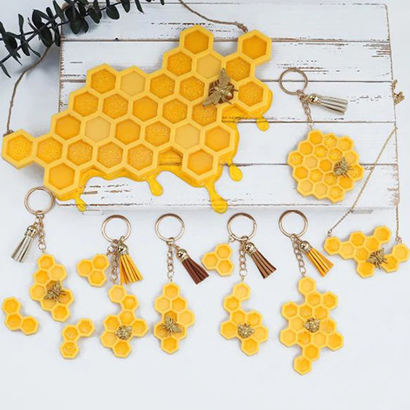 Epoxy Resin Honeycomb Keychain Crystal Mold