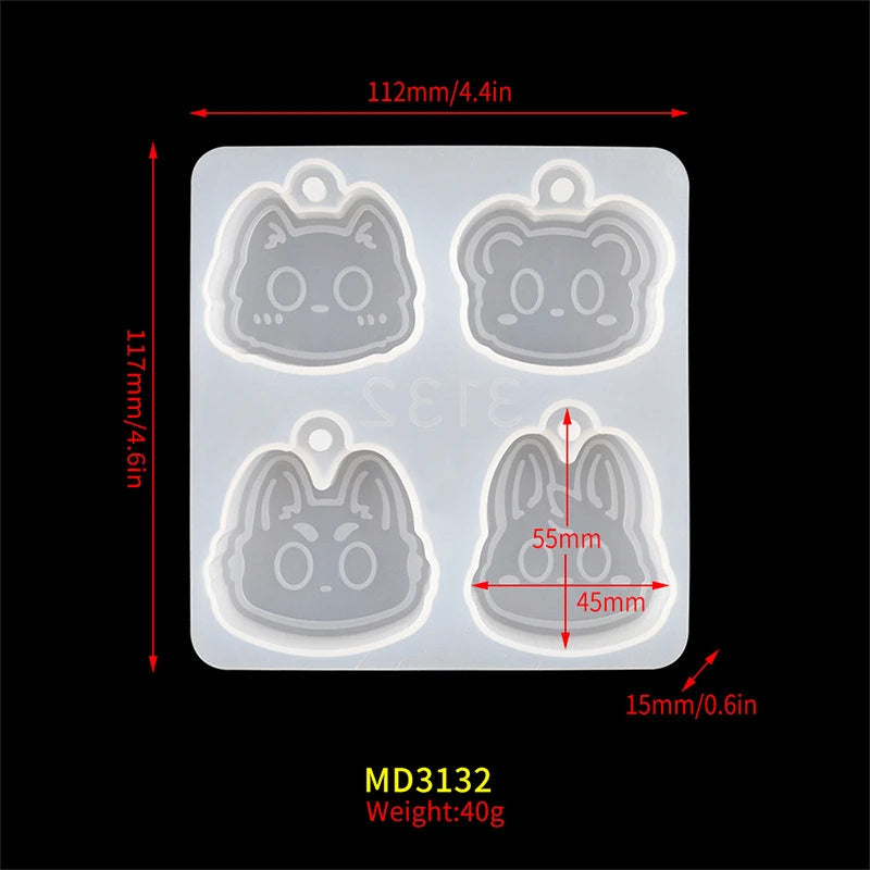 Silicone Mold Cat Head Pendant Jewelry Tools