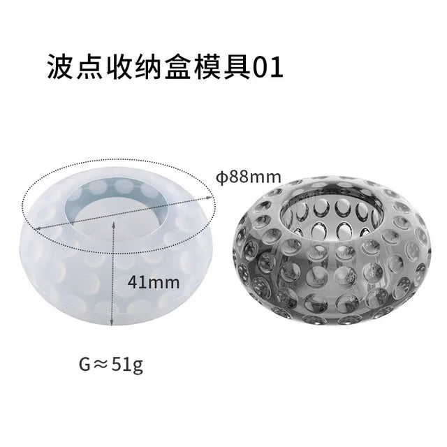 Epoxy Resin Mold Candle Potted Wave Dot Storage Box Jewelry Silicone Mold