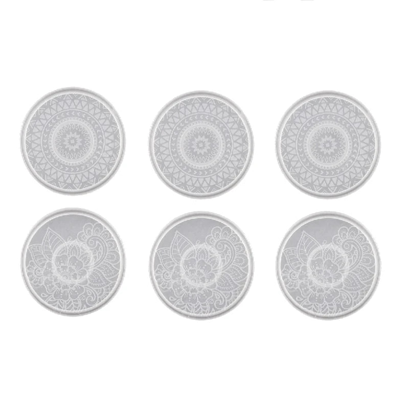 Epoxy Resin Mold Coaster Set Tea Coaster Pattern Round Silicone Mold