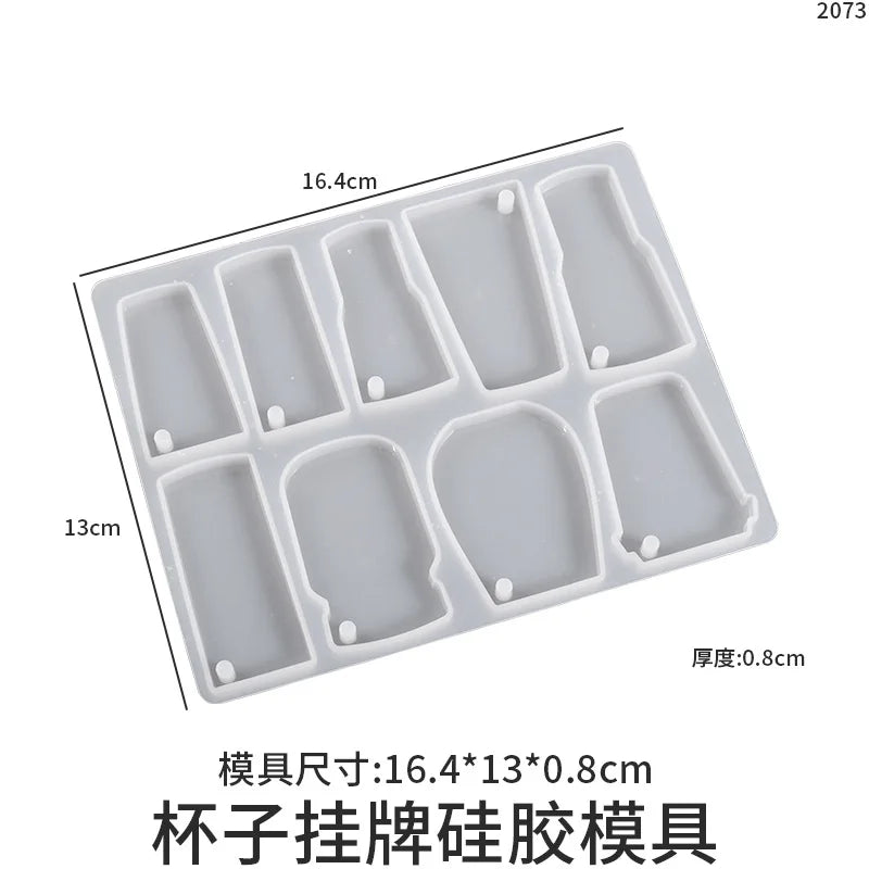 Resin Mold Drink Cup Hanging Mold Wine Cup Coffee Cup Tag Pendant Silicone