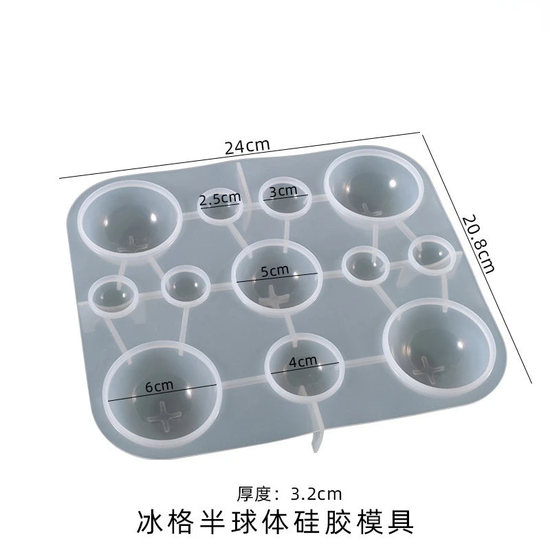 DIY Epoxy Resin Mold Hemispherical Ice Tray Table Silicone Ball Moulds