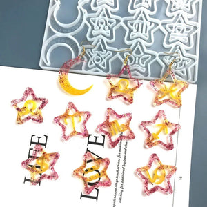 Moon Star Earrings Keychain Resin Mold Silicone Mirror Mold