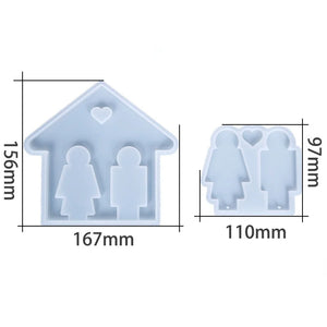 Epoxy Resin Mold Silicone Couple Key Wall Hanging Keychain Mould
