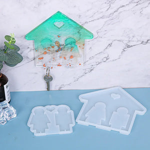 Epoxy Resin Mold Silicone Couple Key Wall Hanging Keychain Mould