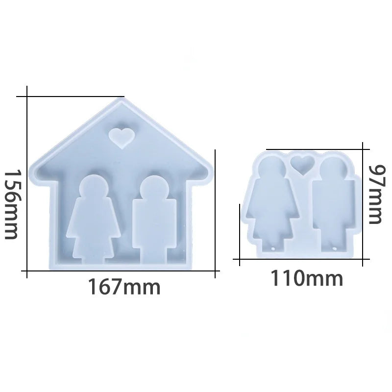 Epoxy Resin Mold Silicone Couple Key Wall Hanging Keychain Mould
