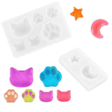Epoxy Resin Silicone Mold 3D Moon Stars Cat Face Cat Paw for DIY Jewelry Art