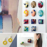 Square Oval Turquoise Earrings Set of 6