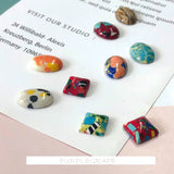 Square Oval Turquoise Earrings Set of 6