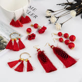 DIY Festive Earring Kit with Findings Thread Beads Tassels Iron