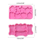 Fish Bone Cat Round Pet Tags Resin Mold with Hole Keychain Pendant