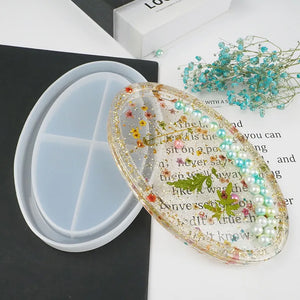 Silicone Fish Scale Oval Fruit Tray Resin Mold for DIY Jewelry Storage