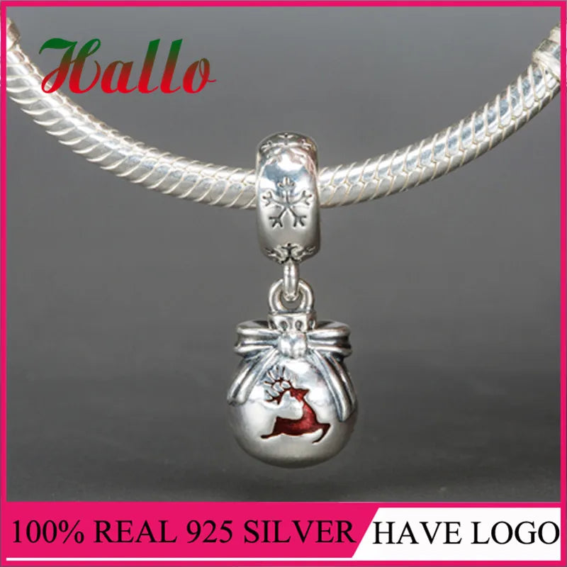 DIY Silver Charm Bracelet 925 Bead Christmas Jewelry Winter Gift