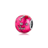 DIY Fits Bracelets Birthday Charms With Cerise Enamel 925 Silver Beads