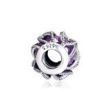 DIY Fits Bracelets Intertwining Radiance Charms Purple CZ 925 Silver Beads