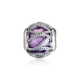 DIY Fits Bracelets Intertwining Radiance Charms Purple CZ 925 Silver Beads