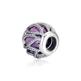 DIY Fits Bracelets Intertwining Radiance Charms Purple CZ 925 Silver Beads