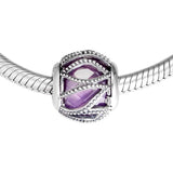 DIY Fits Bracelets Intertwining Radiance Charms Purple CZ 925 Silver Beads
