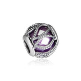 DIY Fits Bracelets Intertwining Radiance Charms Purple CZ 925 Silver Beads