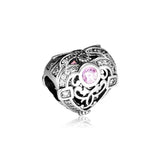 Opulent Heart Charms CZ 925 Silver Beads