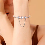 925 Silver Pave Safety Chain Charms with Cubic Zirconia