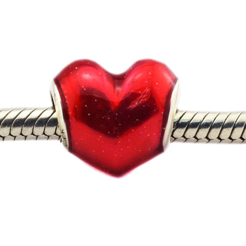 In My Heart Bead Red Enamel 925 Sterling Silver Charm